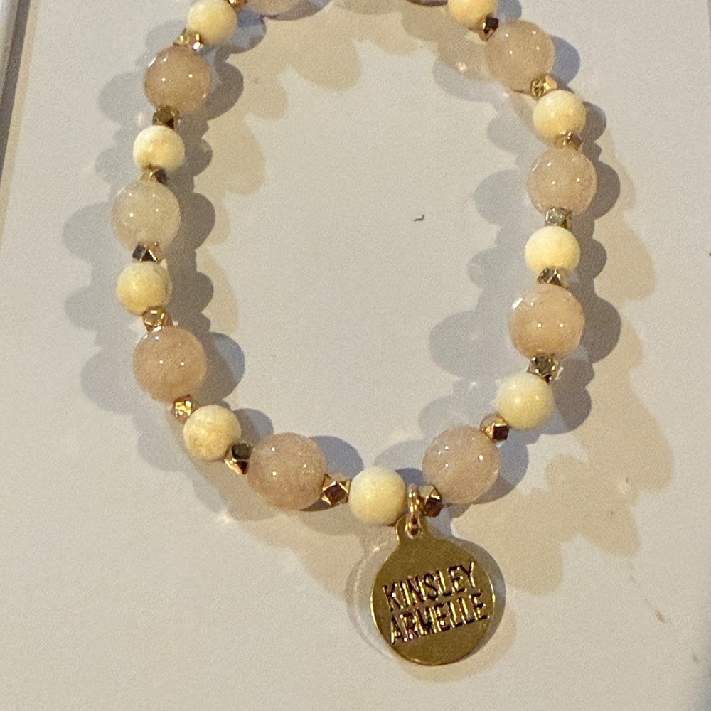 Kinsley Armelle Cream and Gold Charm Bracelet
